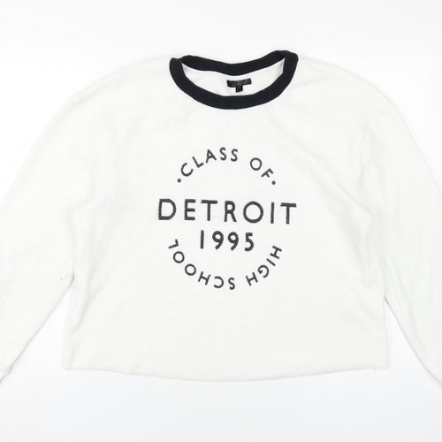 Topshop Women's White Pullover Graphic Sweatshirt UK 12