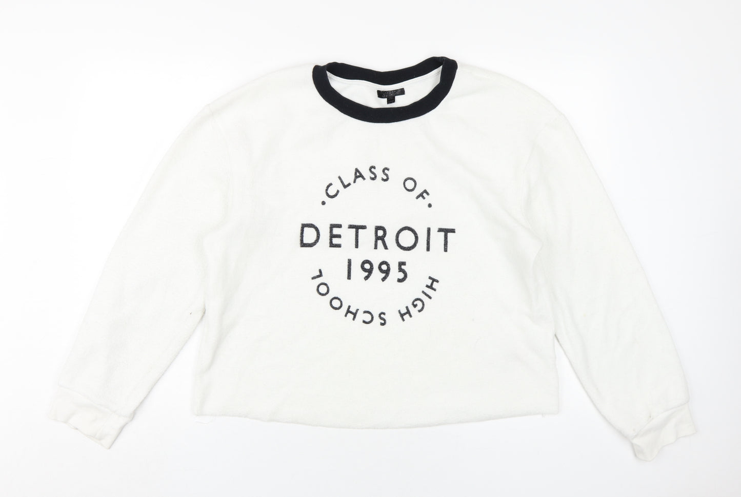 Topshop Women's White Pullover Graphic Sweatshirt UK 12