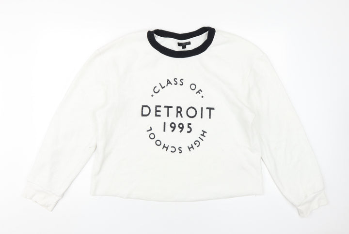 Topshop Women's White Pullover Graphic Sweatshirt UK 12