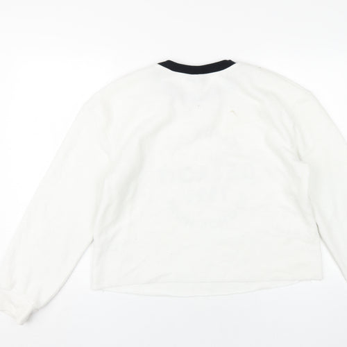 Topshop Women's White Pullover Graphic Sweatshirt UK 12