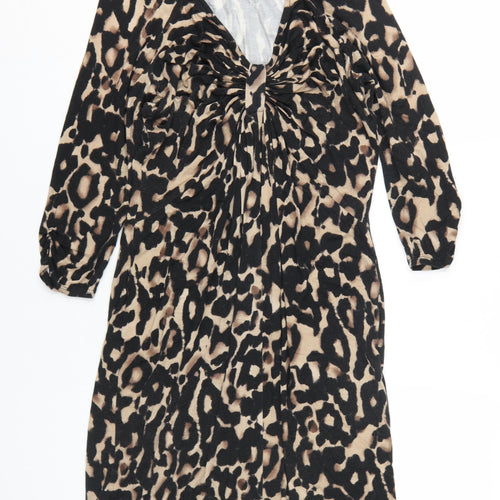 Wallis Women's Leopard Print V-Neck Shift Dress, Size 14