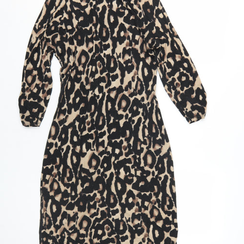 Wallis Women's Leopard Print V-Neck Shift Dress, Size 14