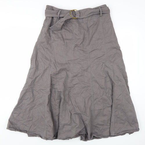 BHS Women's Grey Cotton A-Line Skirt, Size 16