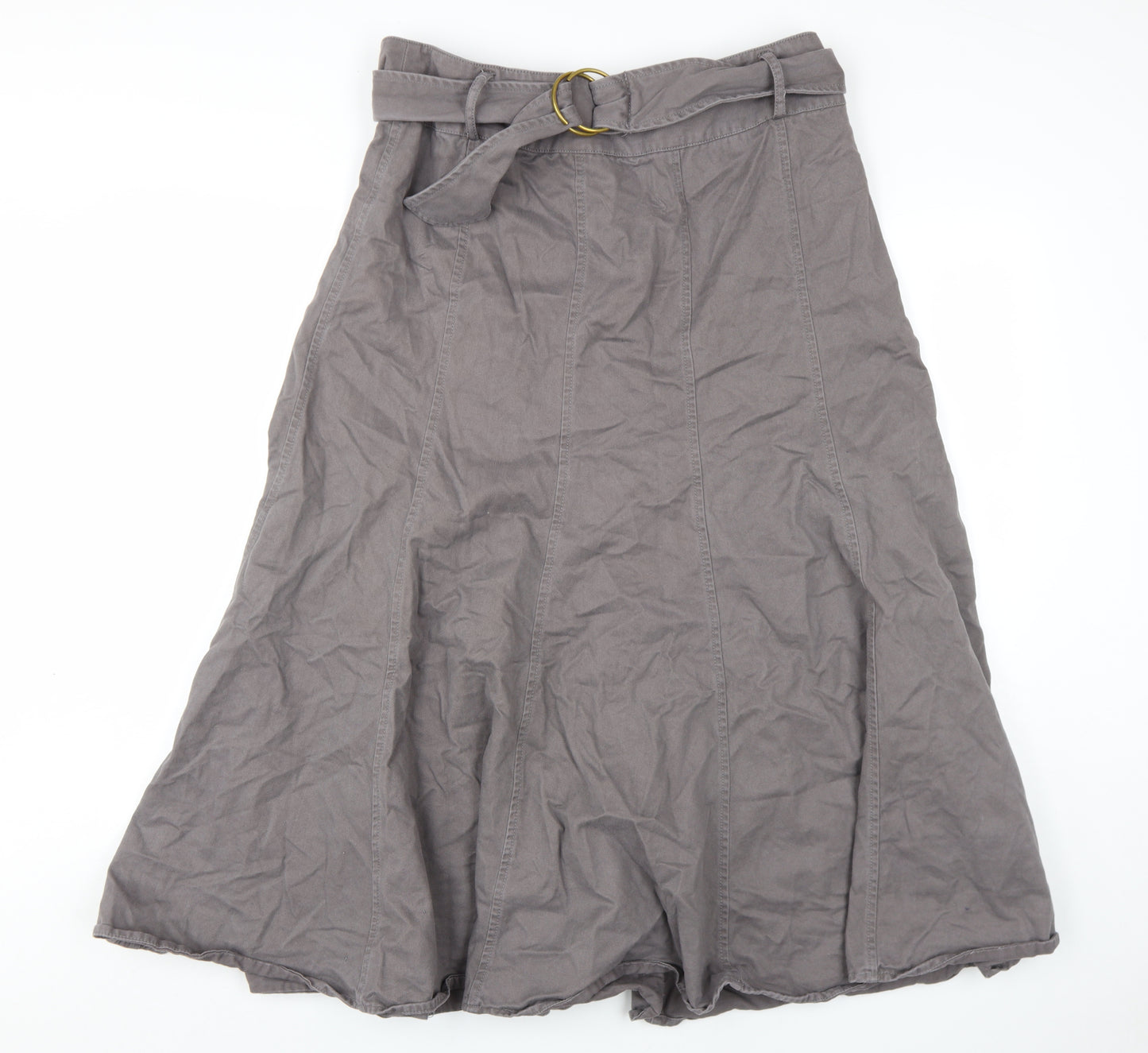 BHS Women's Grey Cotton A-Line Skirt, Size 16