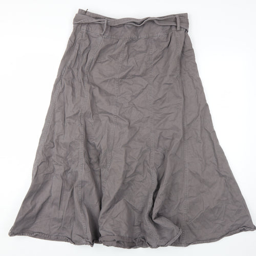 BHS Women's Grey Cotton A-Line Skirt, Size 16