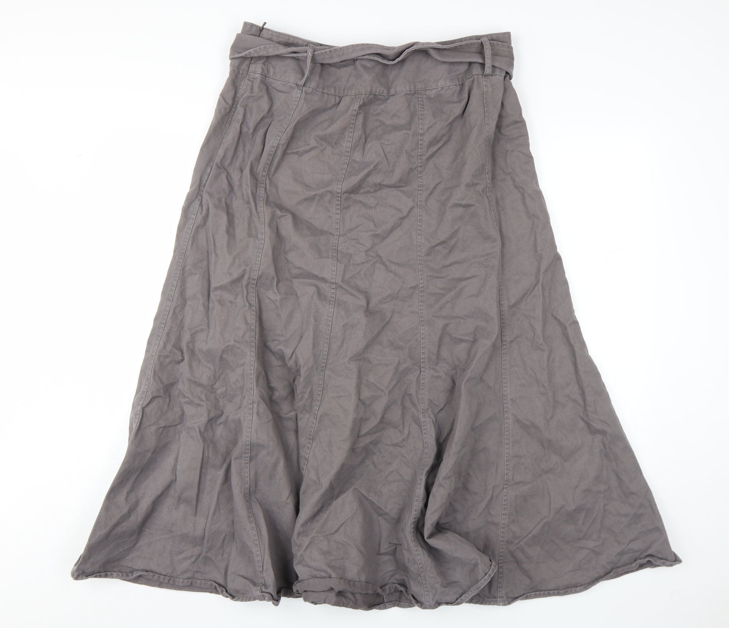 BHS Women's Grey Cotton A-Line Skirt, Size 16