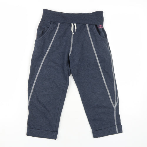 M&Co Girls Blue Jogger Trousers 11-12 Years Cotton Blend