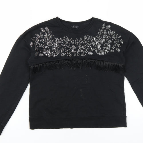 M&Co Girls Black Rhinestone Pullover Sweatshirt 11-12 Years