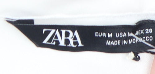 Zara Women's White Collared Mini Shirt Dress M