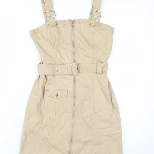 H&M Women's Beige Pinafore Dress UK 10