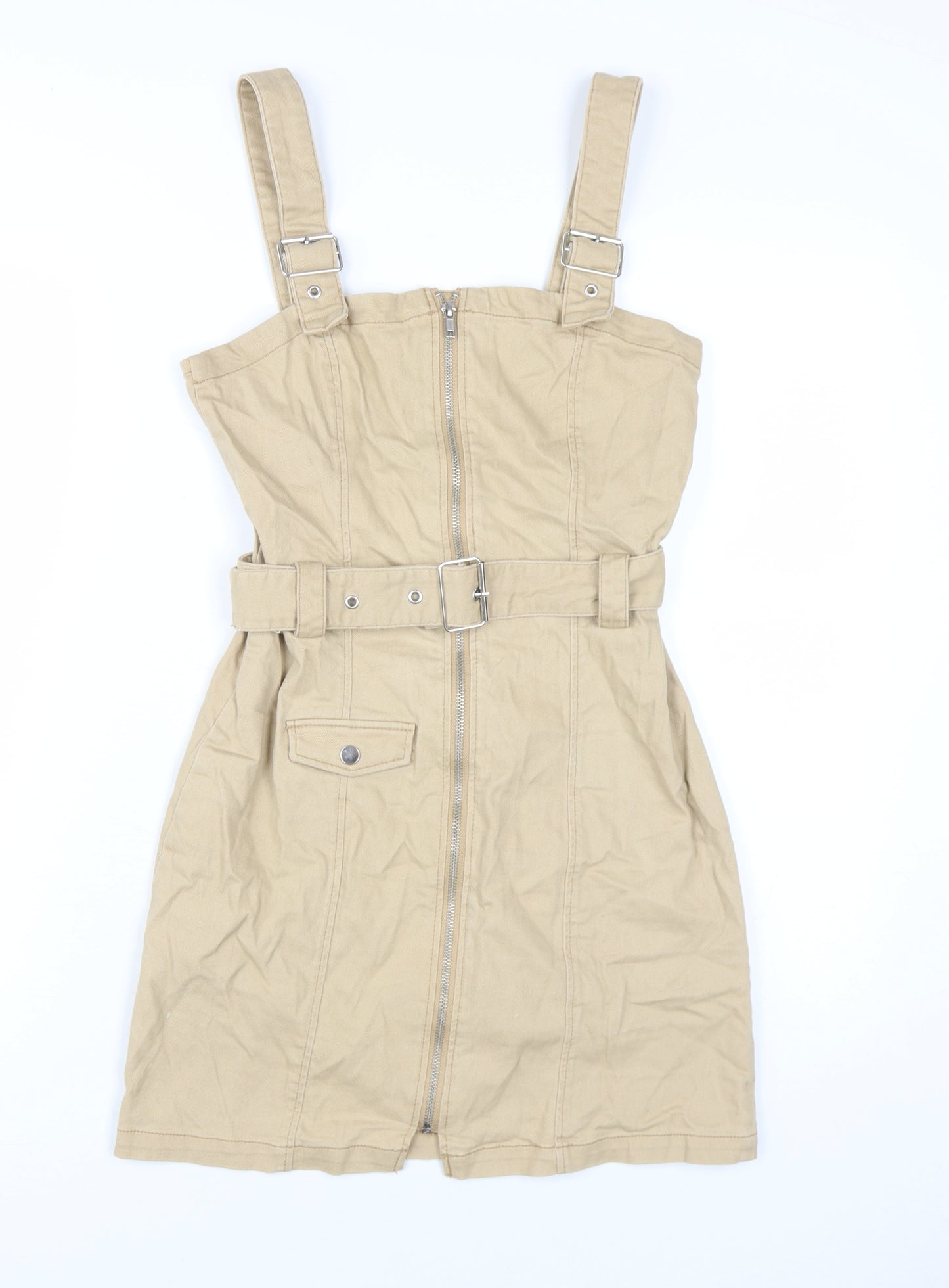 H&M Women's Beige Pinafore Dress UK 10