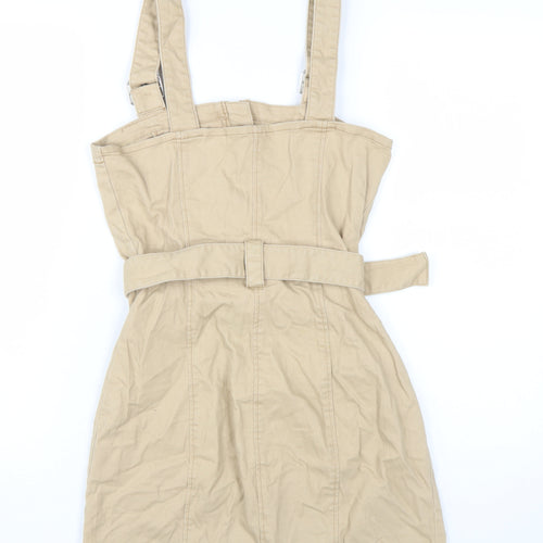 H&M Women's Beige Pinafore Dress UK 10