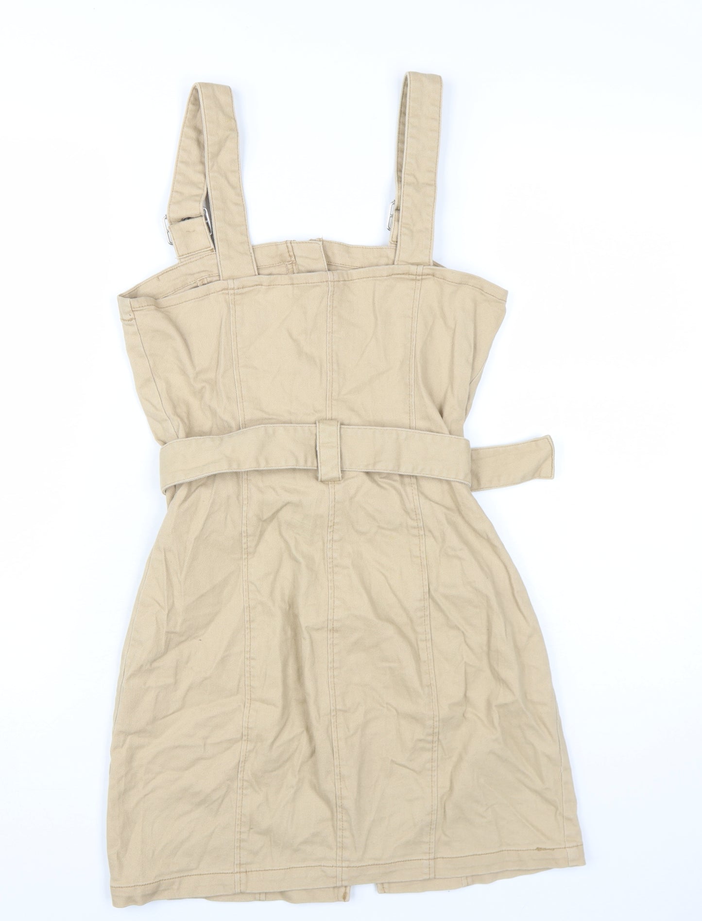 H&M Women's Beige Pinafore Dress UK 10