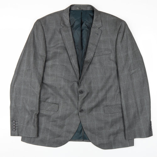 Next Men's Grey Check Blazer, Size 46R SP, Regular Fit