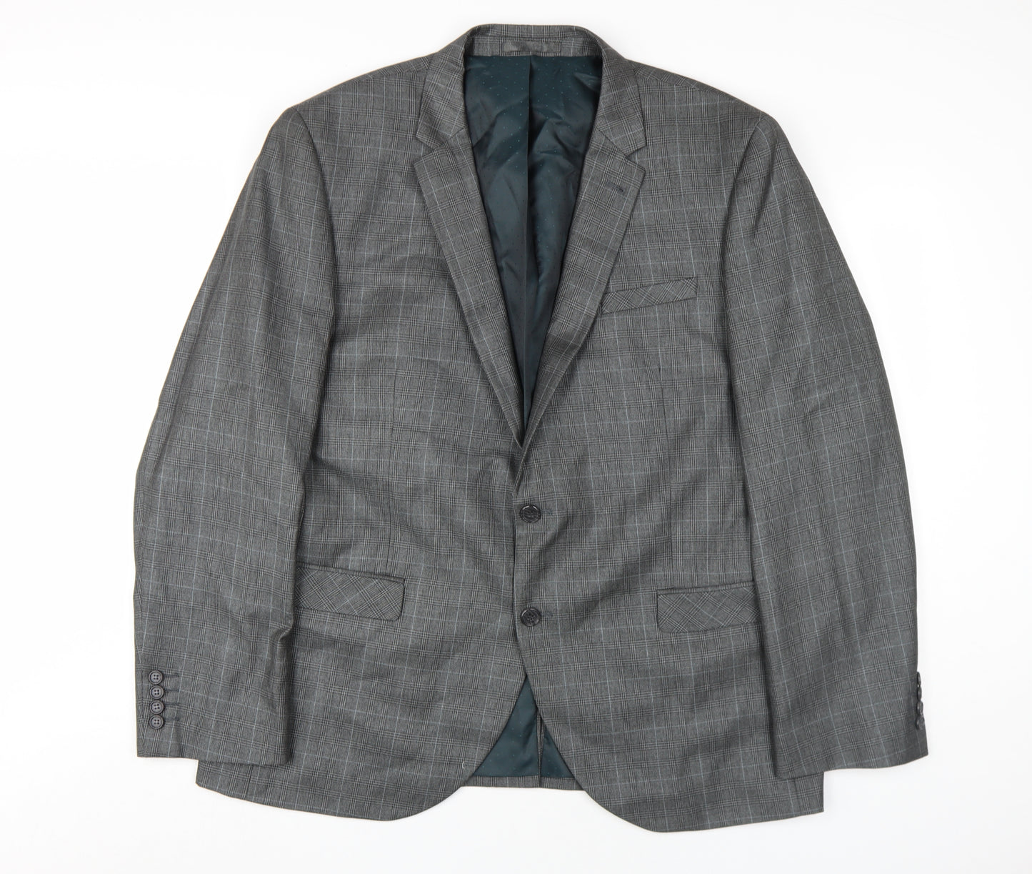 Next Men's Grey Check Blazer, Size 46R SP, Regular Fit