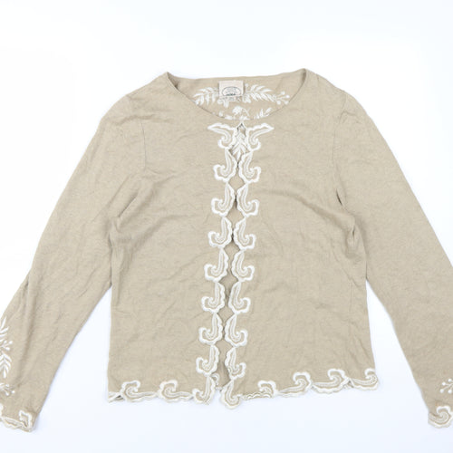 Laura Ashley Women's Beige Cardigan, Size L, Embroidered