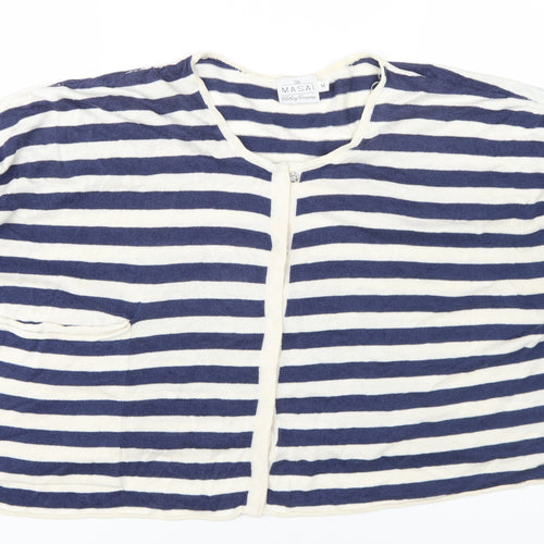 Masai Women's Blue Striped Cardigan Jumper M