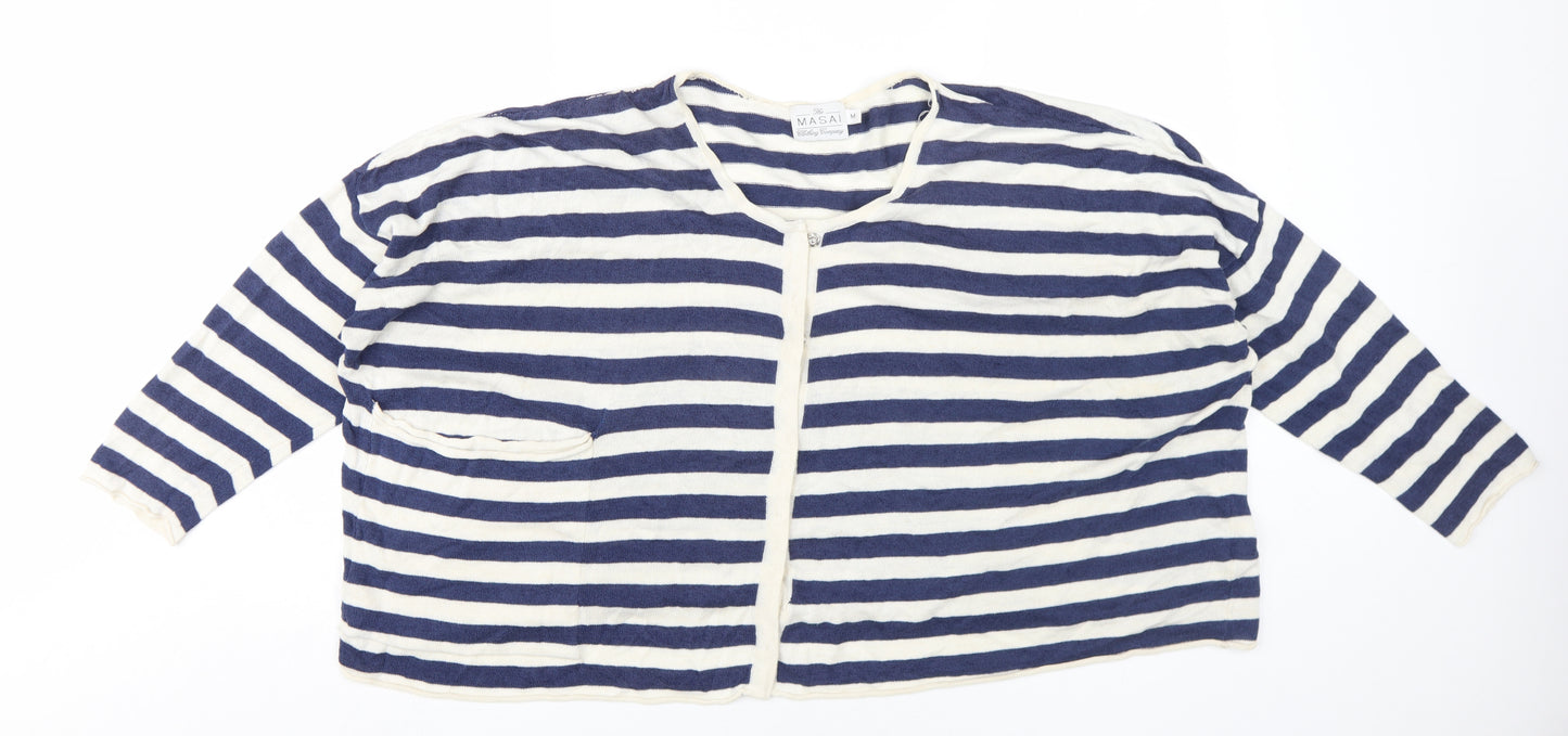 Masai Women's Blue Striped Cardigan Jumper M