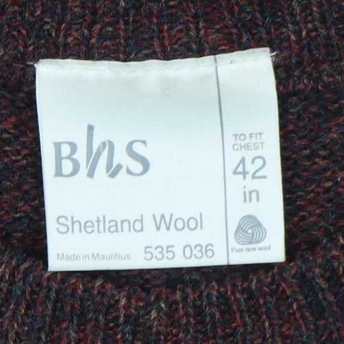 BHS Men's Brown Wool Pullover Jumper Size L