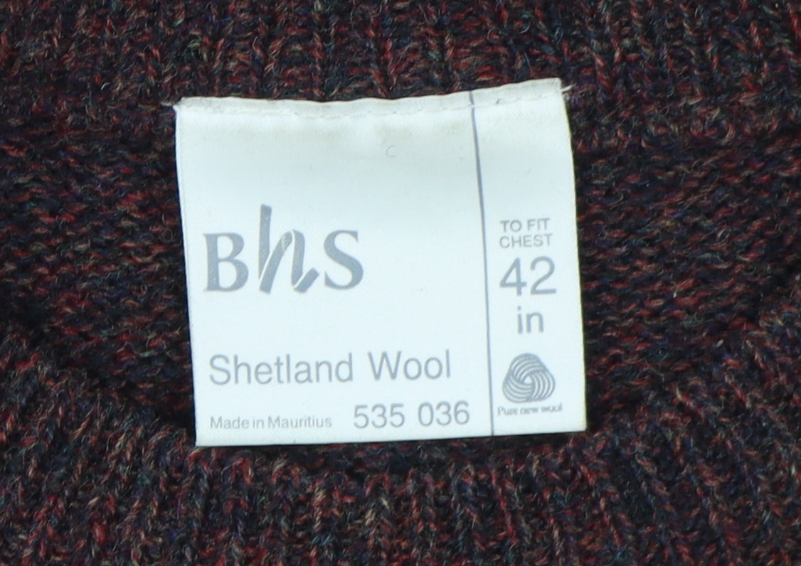 BHS Men's Brown Wool Pullover Jumper Size L