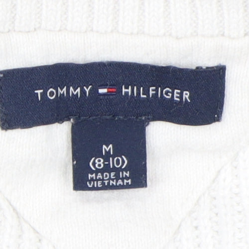 Tommy Hilfiger Boys White Pullover Jumper, Size 7-8, Graphic Print