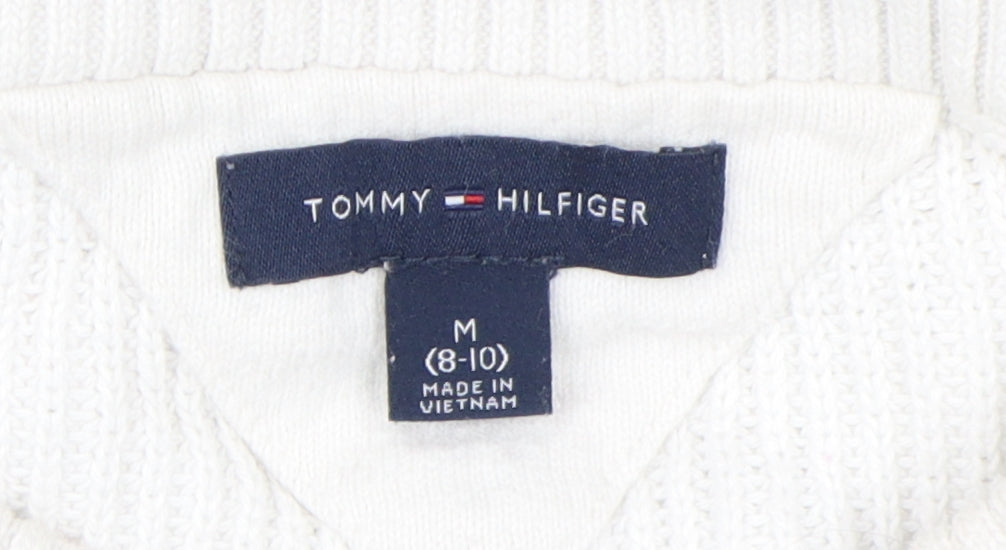 Tommy Hilfiger Boys White Pullover Jumper, Size 7-8, Graphic Print