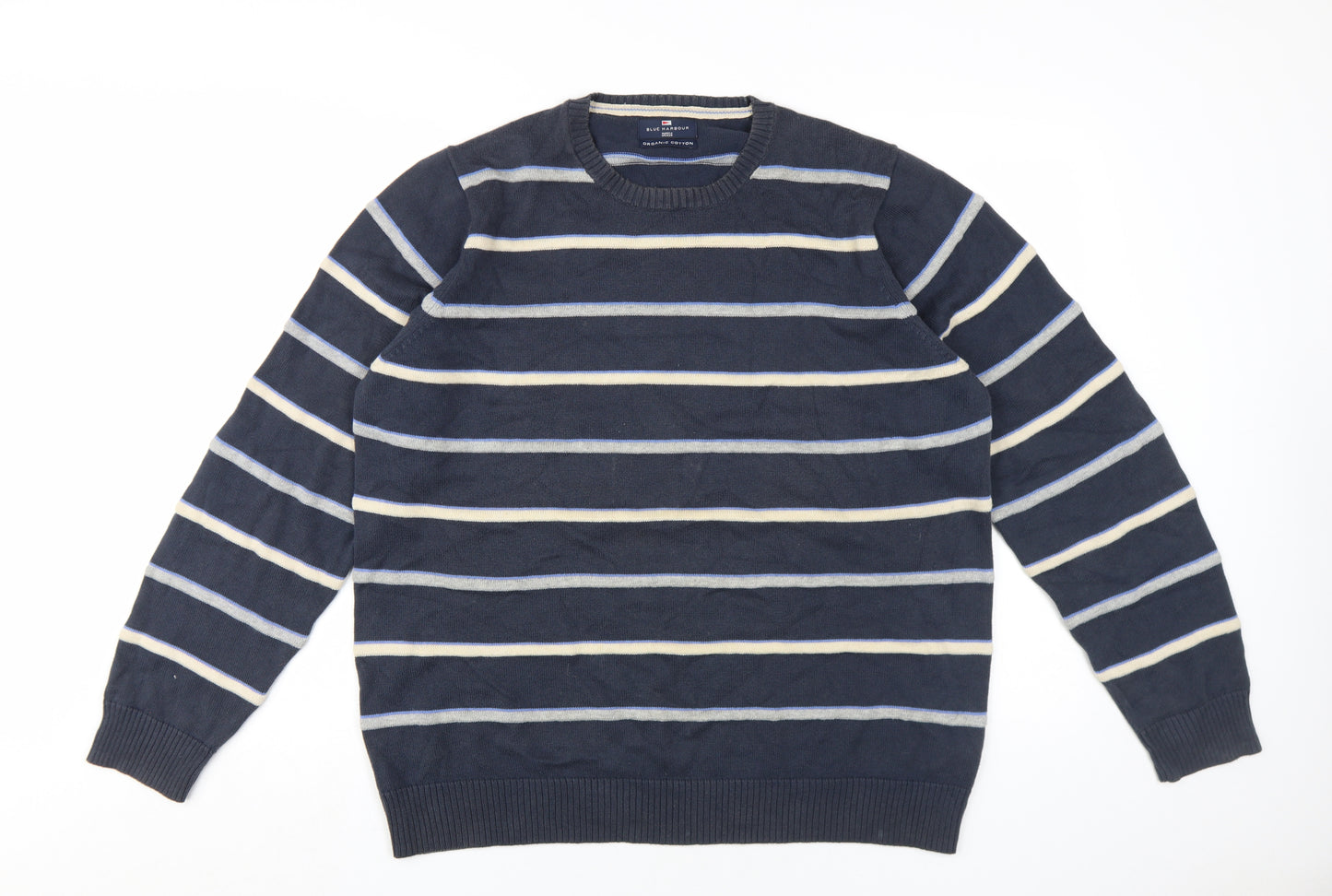 Marks and Spencer Men's Blue Striped Pullover M