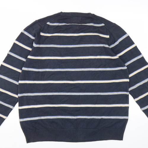 Marks and Spencer Men's Blue Striped Pullover M