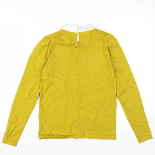 Warehouse Women's Yellow Collared Jumper Size 10