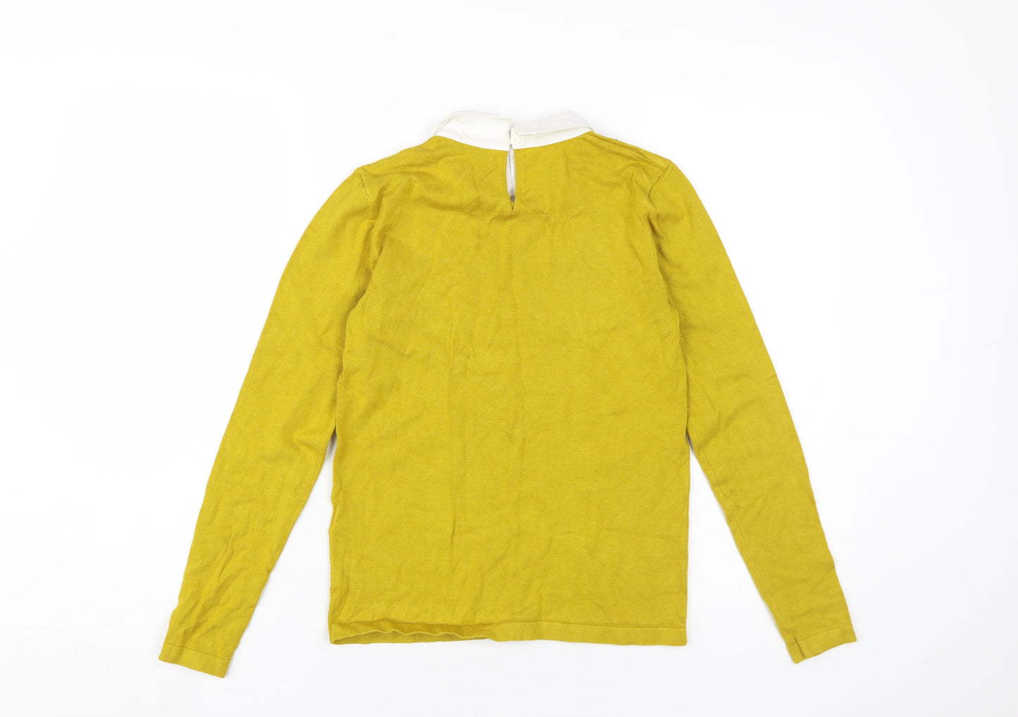 Warehouse Women's Yellow Collared Jumper Size 10