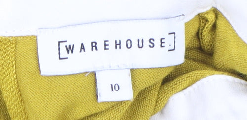 Warehouse Women's Yellow Collared Jumper Size 10