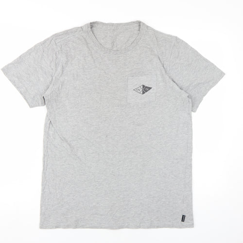 Nixon Men's Grey Logo T-Shirt L Cotton Blend