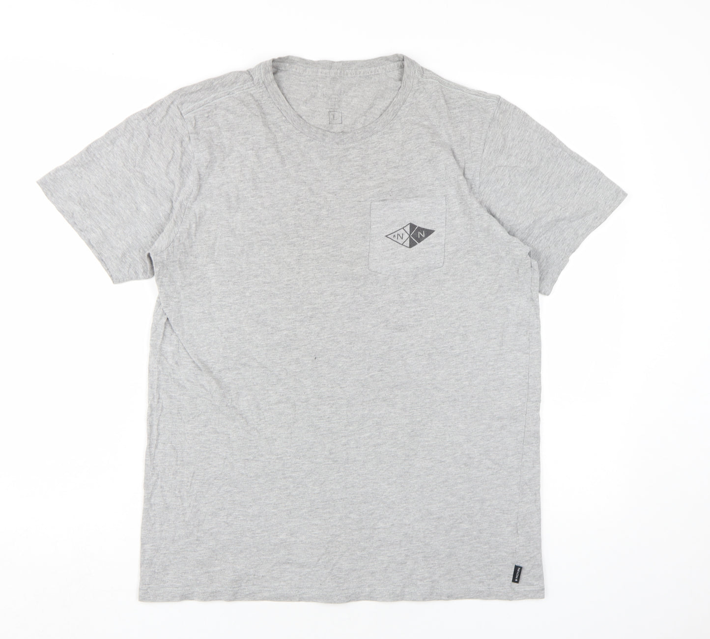 Nixon Men's Grey Logo T-Shirt L Cotton Blend