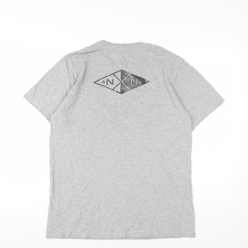 Nixon Men's Grey Logo T-Shirt L Cotton Blend