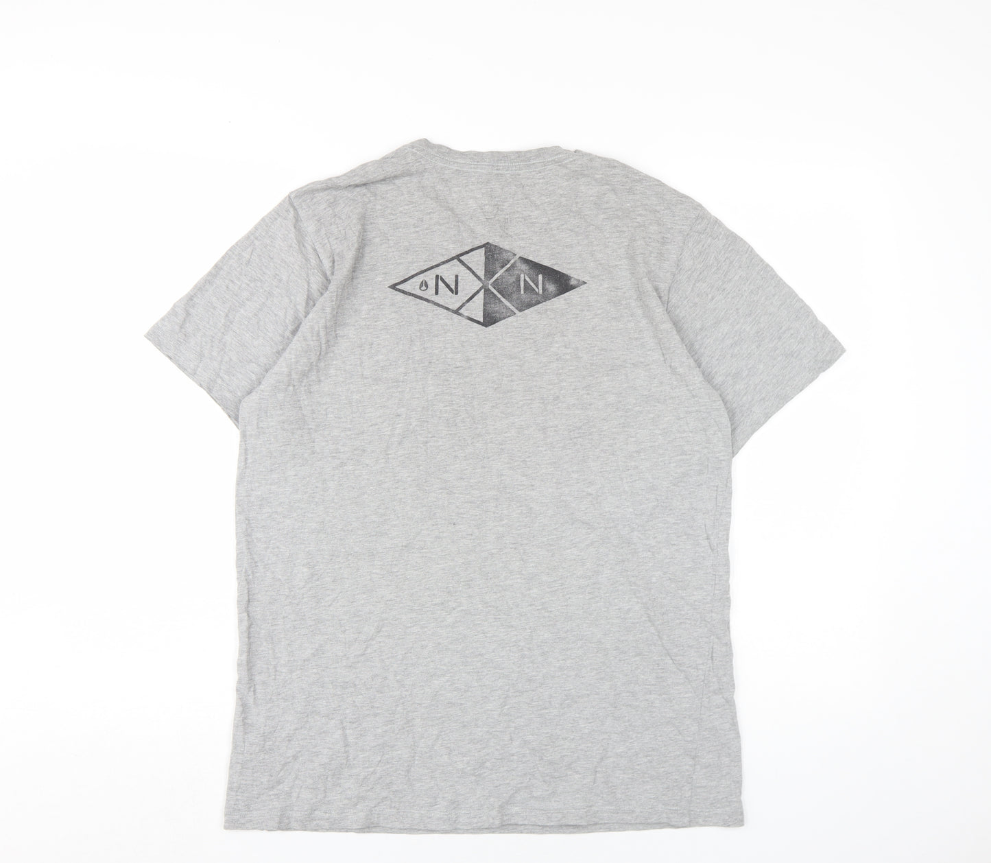 Nixon Men's Grey Logo T-Shirt L Cotton Blend