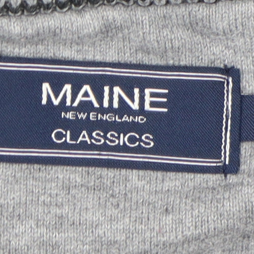 Maine New England Men's Grey Blue Striped Jumper L