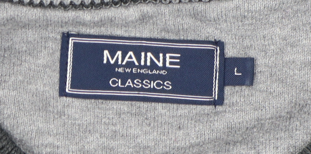 Maine New England Men's Grey Blue Striped Jumper L