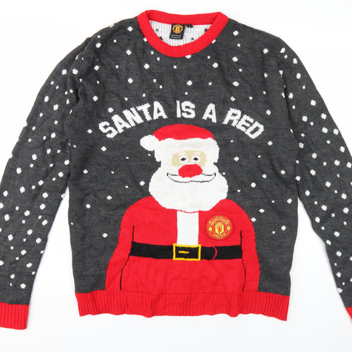 Manchester United Men's Grey Christmas Jumper Large