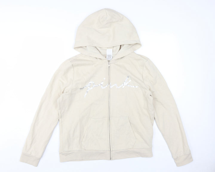 Victoria's Secret Women's Beige Full Zip Hoodie L