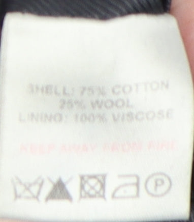 Reiss Men's Black Cotton Wool Coat, Size L, Elegant Style