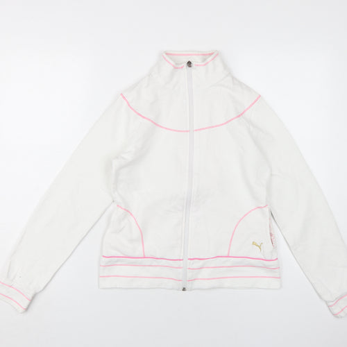 Puma Women's White Full Zip High Neck Sweatshirt UK 12