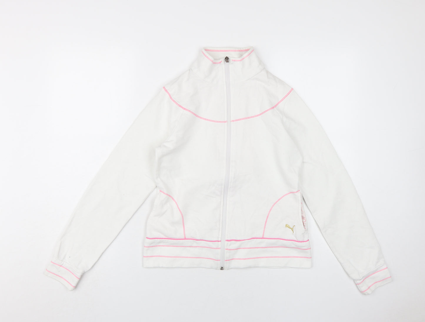 Puma Women's White Full Zip High Neck Sweatshirt UK 12