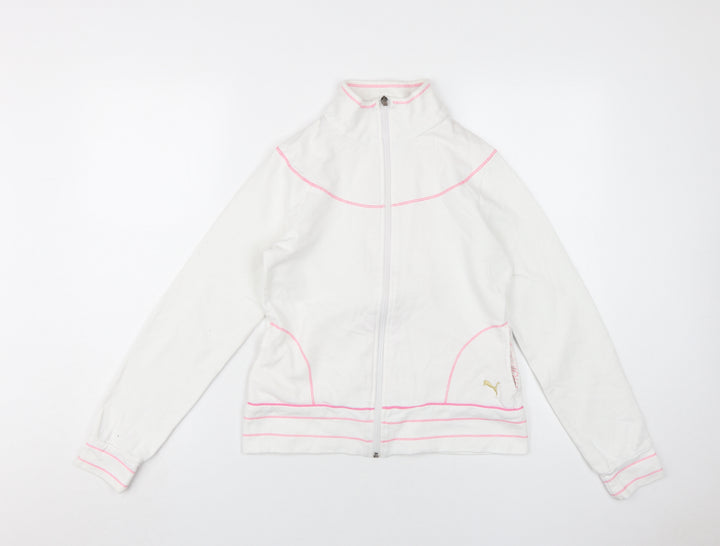 Puma Women's White Full Zip High Neck Sweatshirt UK 12