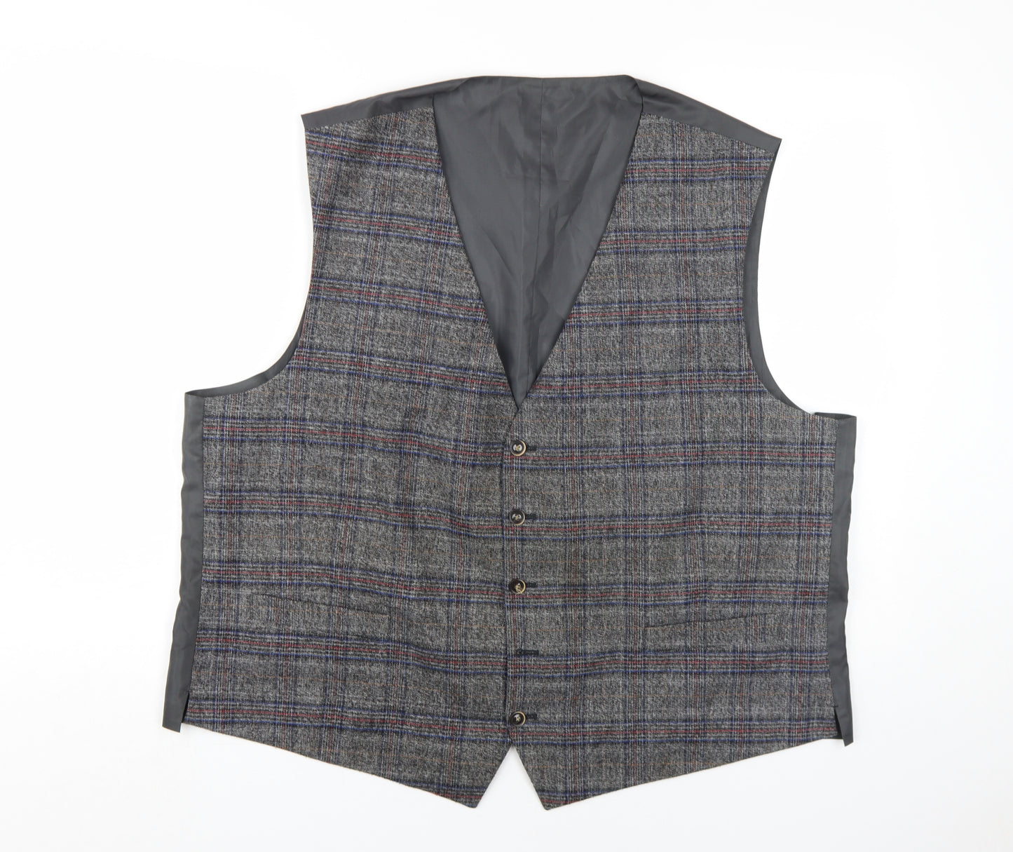 Racing Green Men's Grey Plaid Waistcoat 52R Regular