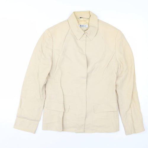 Marella Women Beige Blazer Wool Size 8 Business