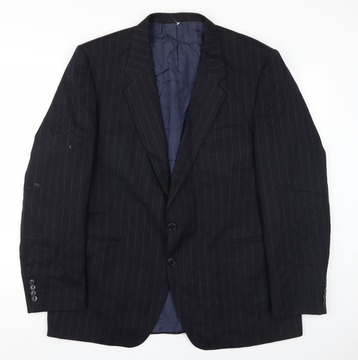 Mr Harry Men's Black 46R Regular Fit Striped Blazer