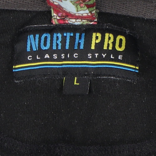 North Pro Men's Black Full Zip Hoodie L