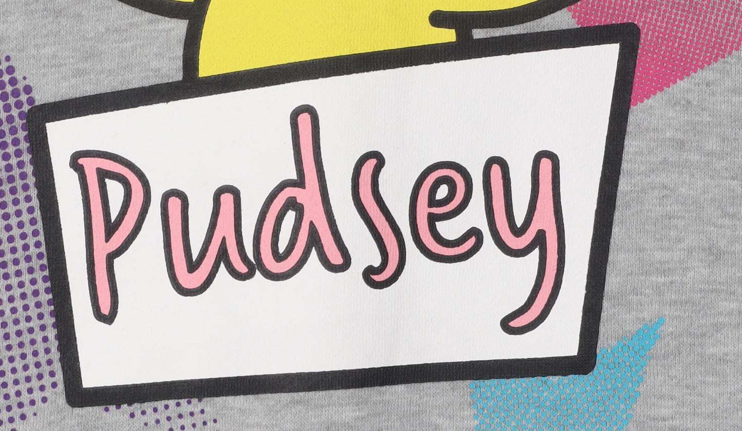 Grey Pudsey Hoodie Teens 12 Unisex Cotton Polyester Casual