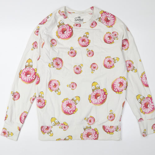 ELEVENPARIS White Homer Simpson Graphic Sweatshirt S Unisex
