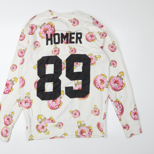 ELEVENPARIS White Homer Simpson Graphic Sweatshirt S Unisex